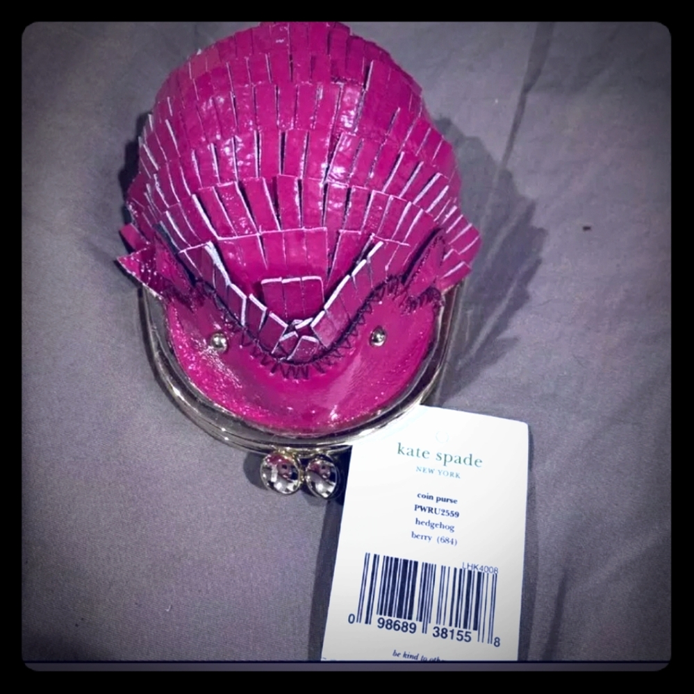 SALE! kate spade fuschia hedgehog coin purse